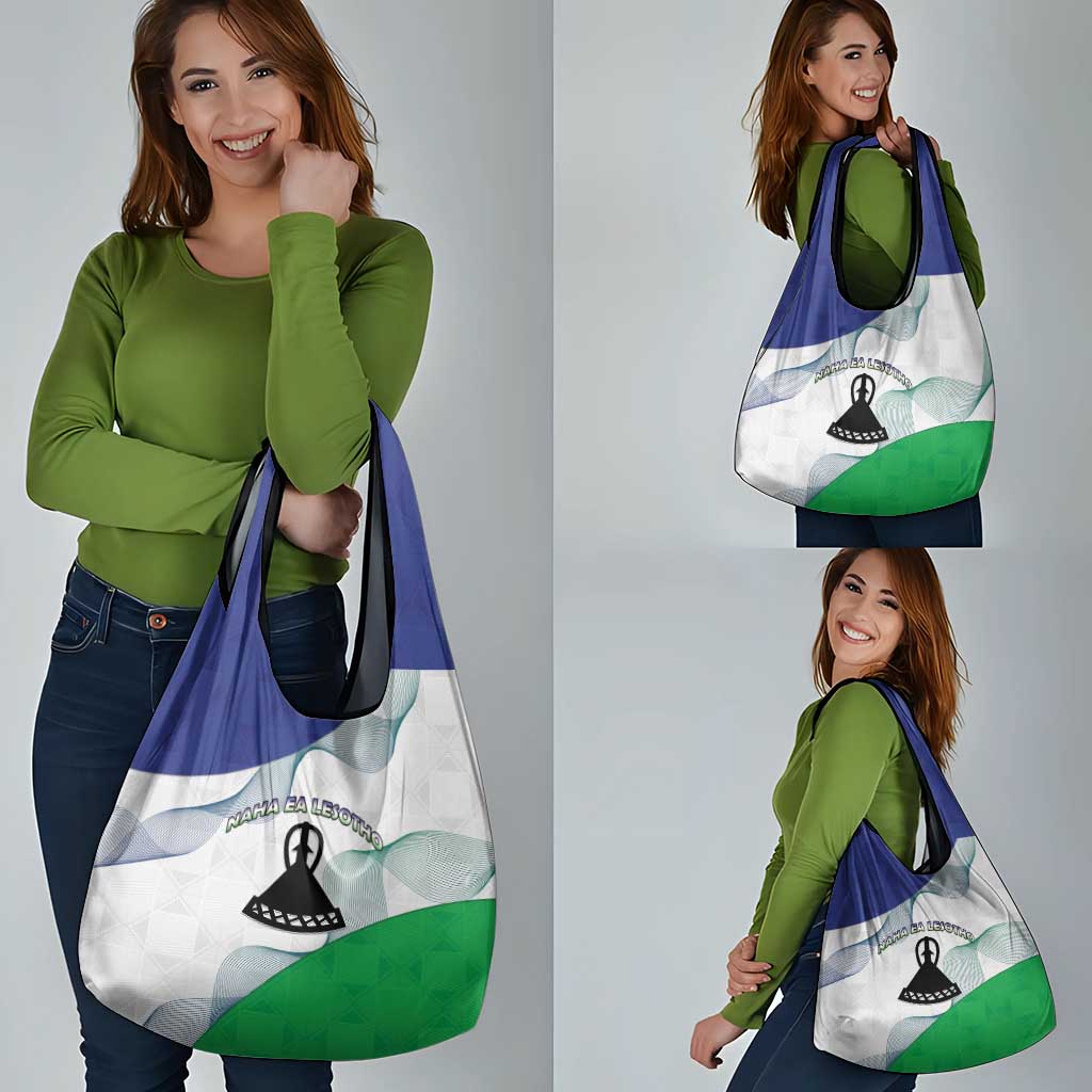 Lesotho Grocery Bag Coat Of Arms With Kente Pattern - Wonder Print Shop