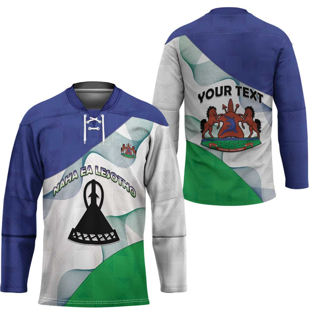 Personalized Lesotho Hockey Jersey Coat Of Arms With Kente Pattern - Wonder Print Shop