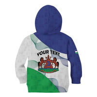 Personalized Lesotho Kid Hoodie Coat Of Arms With Kente Pattern - Wonder Print Shop