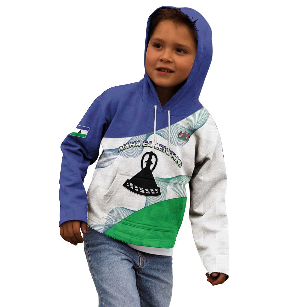 Personalized Lesotho Kid Hoodie Coat Of Arms With Kente Pattern - Wonder Print Shop