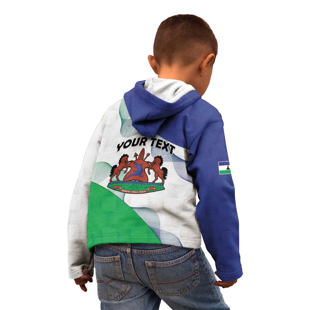Personalized Lesotho Kid Hoodie Coat Of Arms With Kente Pattern - Wonder Print Shop
