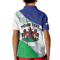 Personalized Lesotho Kid Polo Shirt Coat Of Arms With Kente Pattern - Wonder Print Shop