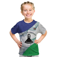 Personalized Lesotho Kid T Shirt Coat Of Arms With Kente Pattern - Wonder Print Shop