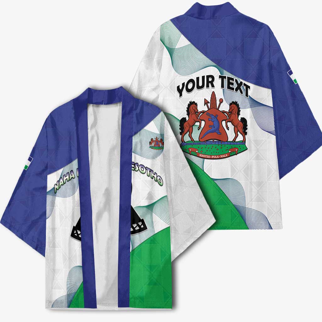 Personalized Lesotho Kimono Coat Of Arms With Kente Pattern - Wonder Print Shop