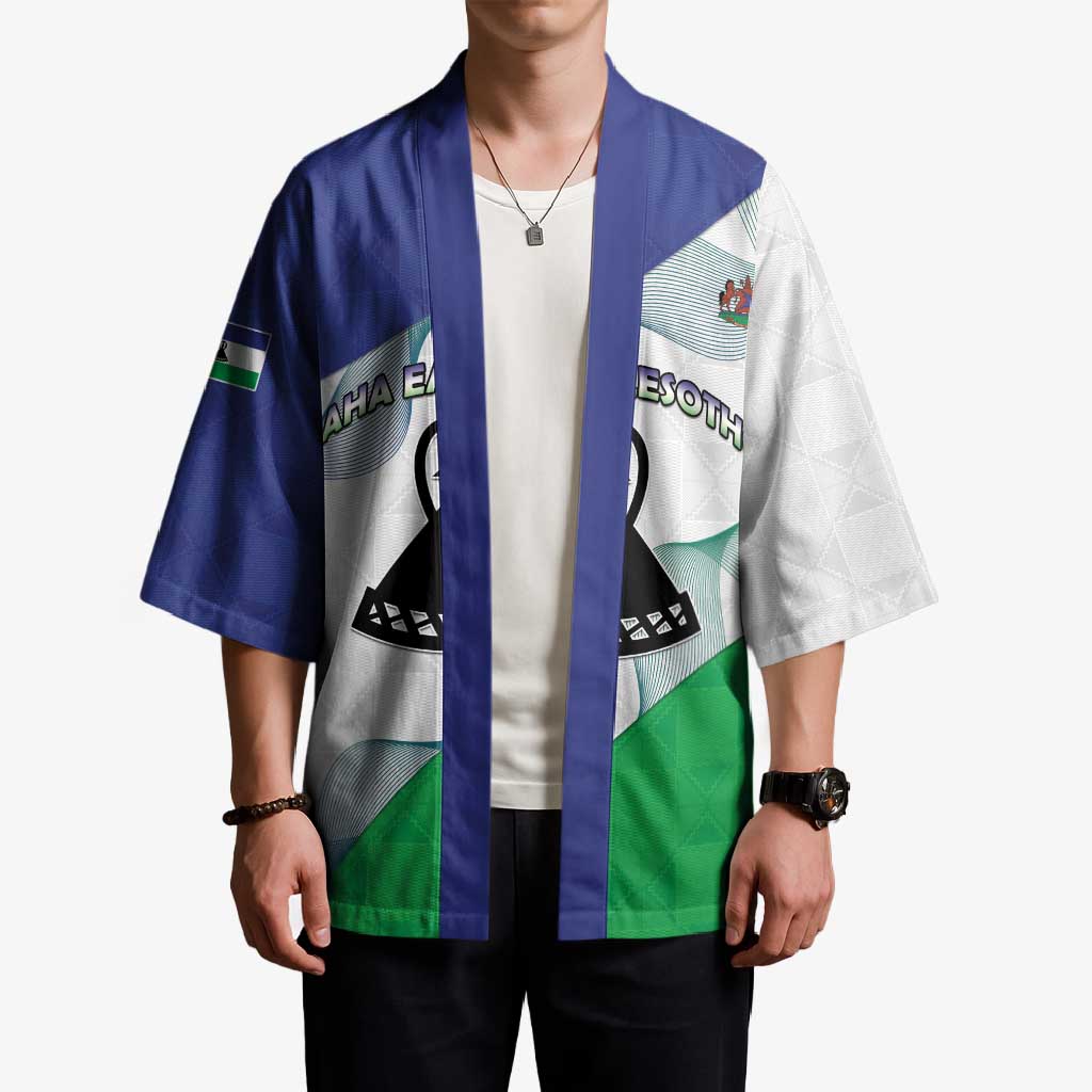 Personalized Lesotho Kimono Coat Of Arms With Kente Pattern - Wonder Print Shop