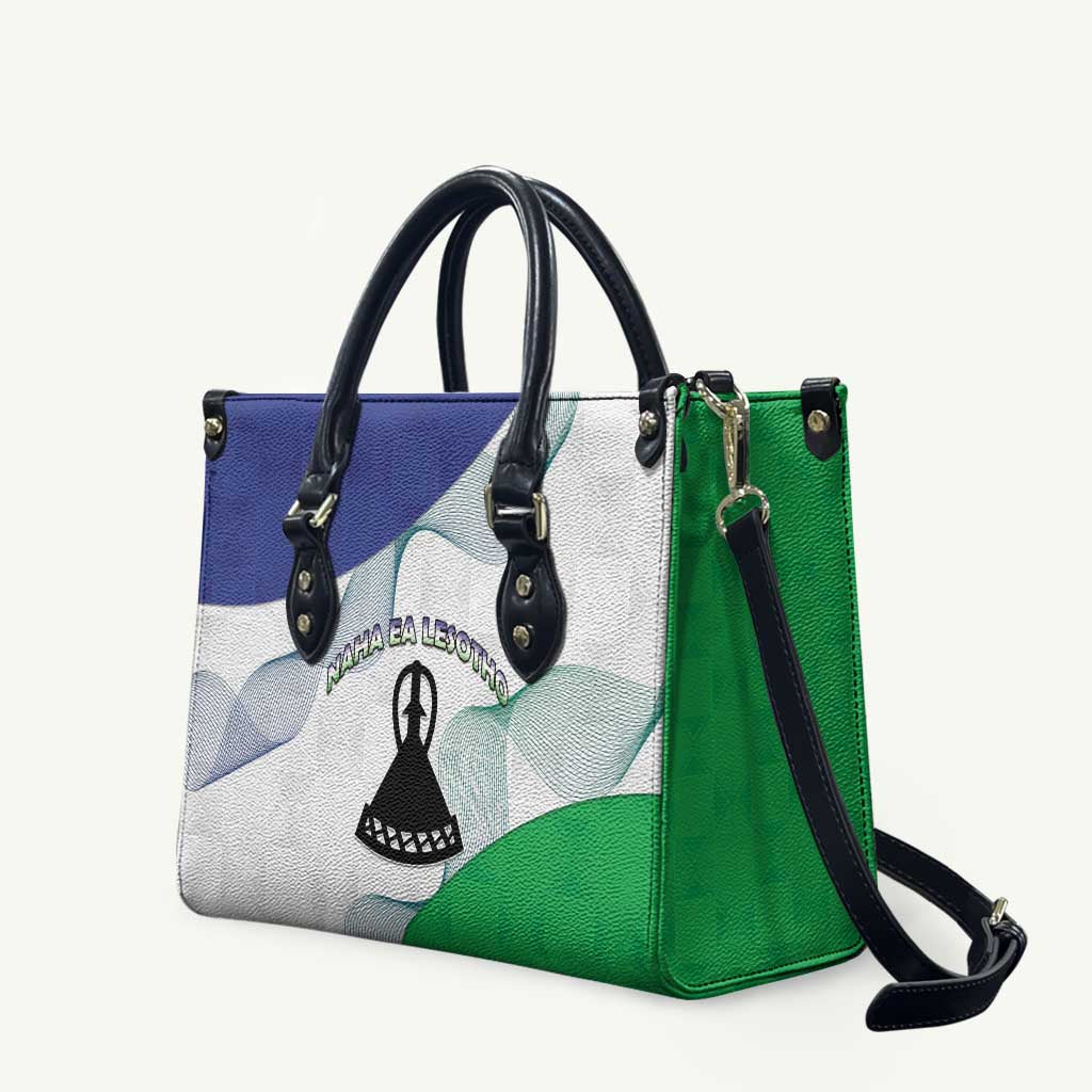 Lesotho Leather Bag Coat Of Arms With Kente Pattern - Wonder Print Shop