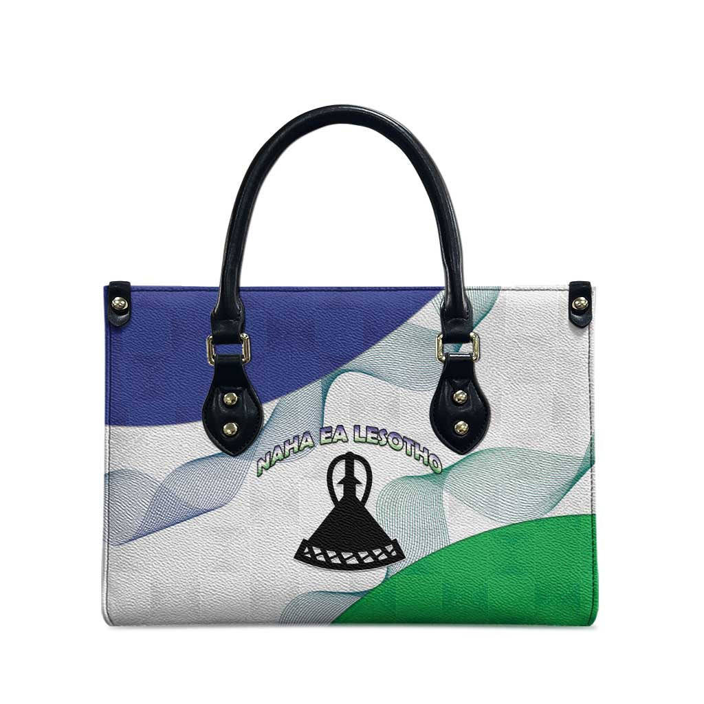 Lesotho Leather Bag Coat Of Arms With Kente Pattern - Wonder Print Shop
