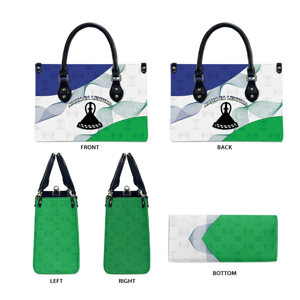 Lesotho Leather Bag Coat Of Arms With Kente Pattern - Wonder Print Shop