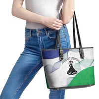 Lesotho Leather Tote Bag Coat Of Arms With Kente Pattern - Wonder Print Shop