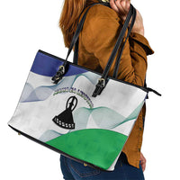Lesotho Leather Tote Bag Coat Of Arms With Kente Pattern - Wonder Print Shop