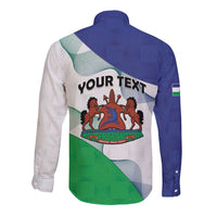 Personalized Lesotho Long Sleeve Button Shirt Coat Of Arms With Kente Pattern - Wonder Print Shop