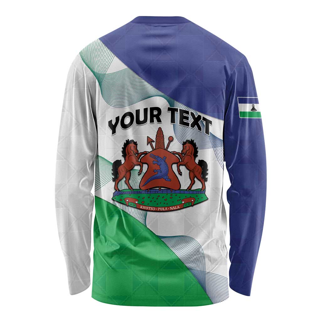 Personalized Lesotho Long Sleeve Shirt Coat Of Arms With Kente Pattern - Wonder Print Shop