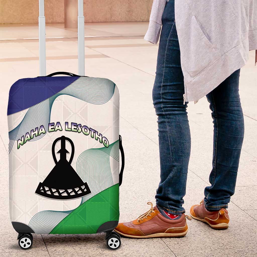 Lesotho Luggage Cover Coat Of Arms With Kente Pattern - Wonder Print Shop