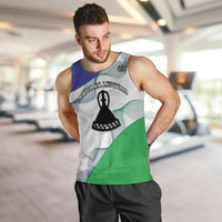 Personalized Lesotho Men Tank Top Coat Of Arms With Kente Pattern - Wonder Print Shop