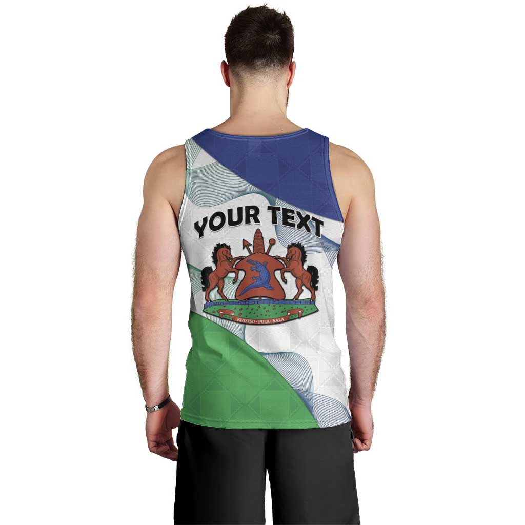 Personalized Lesotho Men Tank Top Coat Of Arms With Kente Pattern - Wonder Print Shop