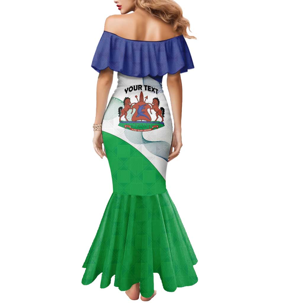 Personalized Lesotho Mermaid Dress Coat Of Arms With Kente Pattern - Wonder Print Shop