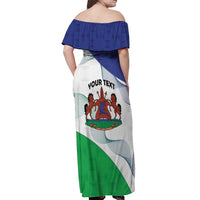 Personalized Lesotho Off Shoulder Maxi Dress Coat Of Arms With Kente Pattern - Wonder Print Shop