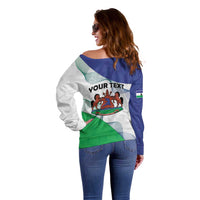 Personalized Lesotho Off Shoulder Sweater Coat Of Arms With Kente Pattern - Wonder Print Shop