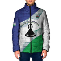 Personalized Lesotho Padded Jacket Coat Of Arms With Kente Pattern - Wonder Print Shop