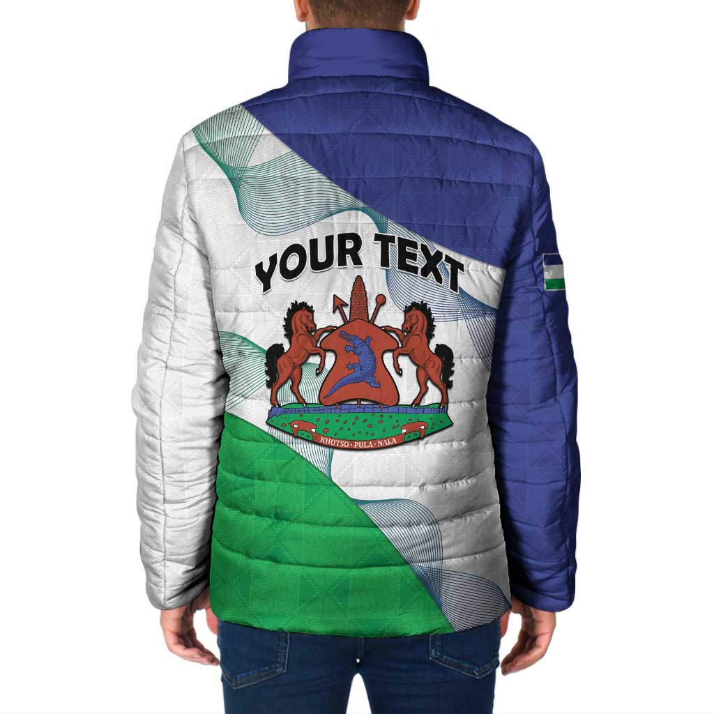 Personalized Lesotho Padded Jacket Coat Of Arms With Kente Pattern - Wonder Print Shop