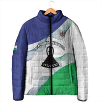 Personalized Lesotho Padded Jacket Coat Of Arms With Kente Pattern - Wonder Print Shop