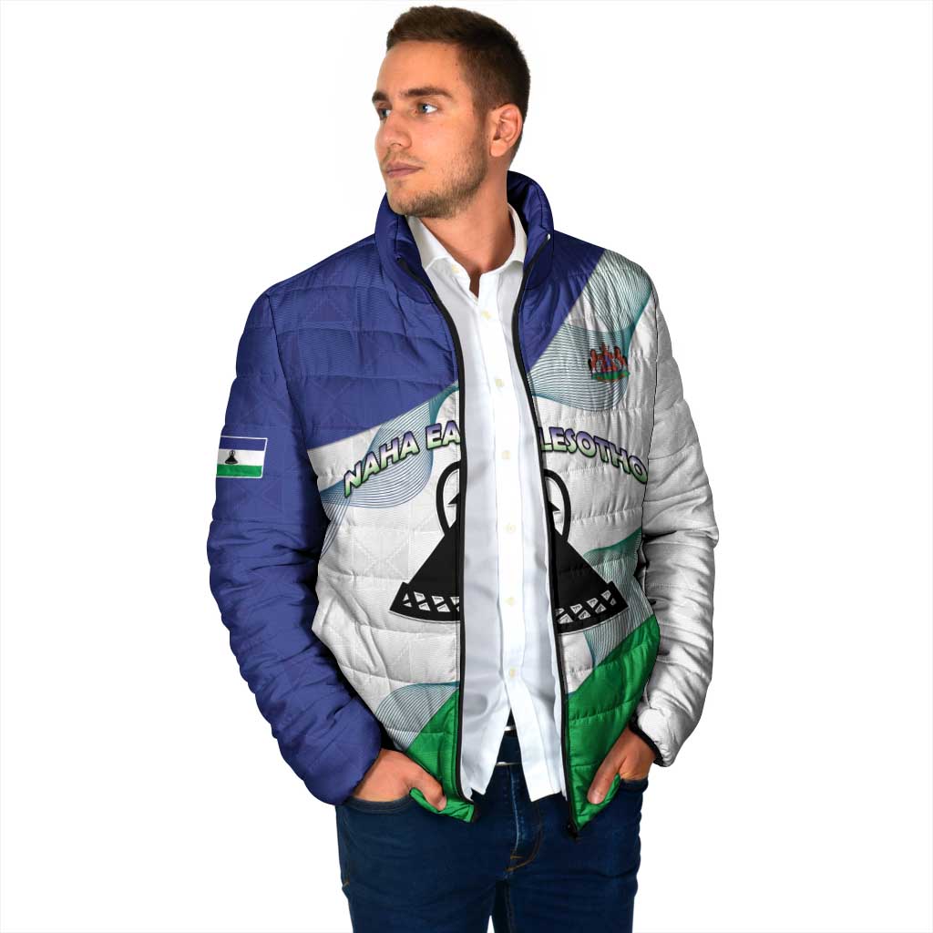Personalized Lesotho Padded Jacket Coat Of Arms With Kente Pattern - Wonder Print Shop