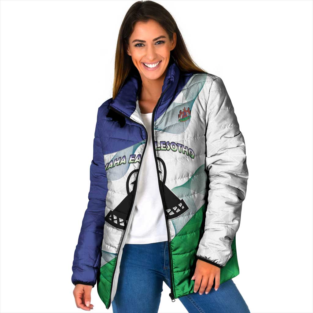 Personalized Lesotho Padded Jacket Coat Of Arms With Kente Pattern - Wonder Print Shop