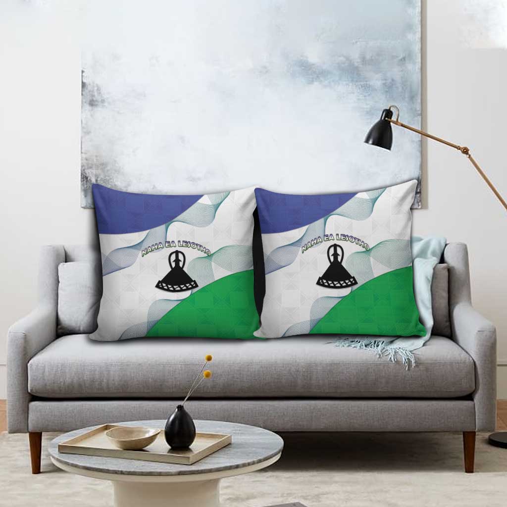 Lesotho Pillow Cover Coat Of Arms With Kente Pattern - Wonder Print Shop