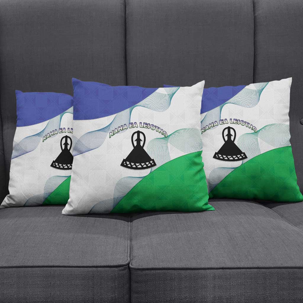 Lesotho Pillow Cover Coat Of Arms With Kente Pattern - Wonder Print Shop