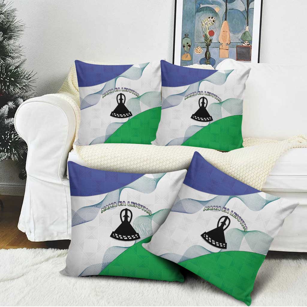 Lesotho Pillow Cover Coat Of Arms With Kente Pattern - Wonder Print Shop