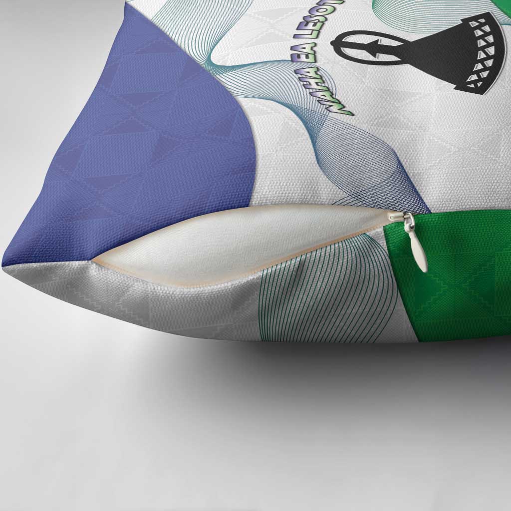 Lesotho Pillow Cover Coat Of Arms With Kente Pattern - Wonder Print Shop