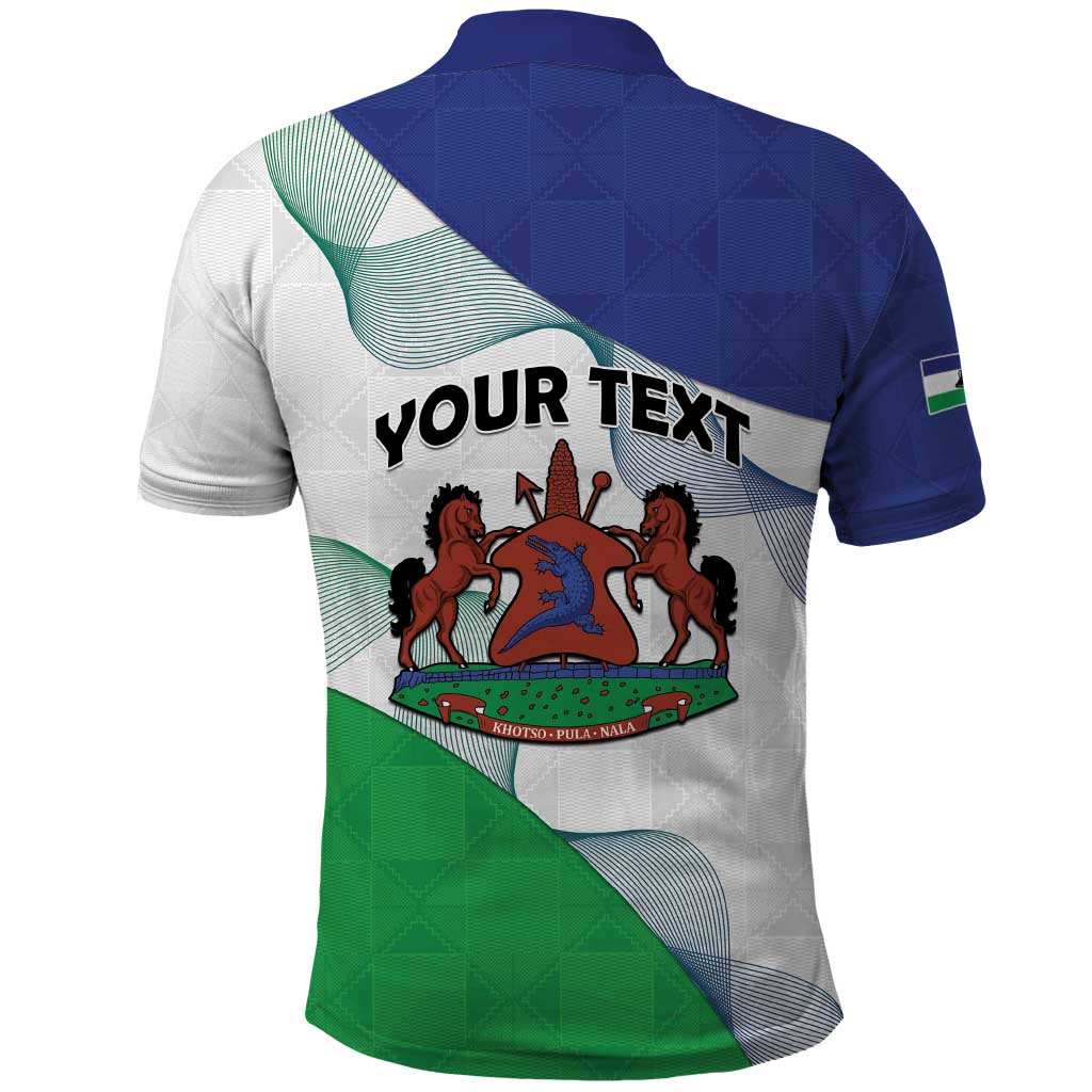 Personalized Lesotho Polo Shirt Coat Of Arms With Kente Pattern - Wonder Print Shop