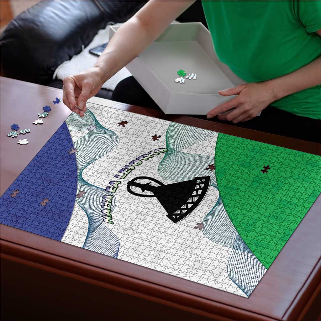 Lesotho Puzzle Coat Of Arms With Kente Pattern - Wonder Print Shop