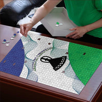 Lesotho Puzzle Coat Of Arms With Kente Pattern - Wonder Print Shop