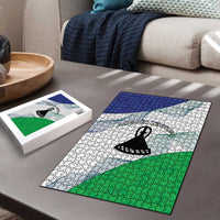 Lesotho Puzzle Coat Of Arms With Kente Pattern - Wonder Print Shop