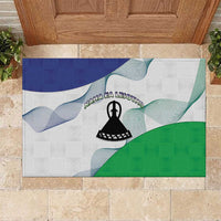 Lesotho Rubber Doormat Coat Of Arms With Kente Pattern - Wonder Print Shop