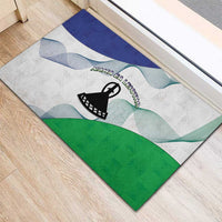 Lesotho Rubber Doormat Coat Of Arms With Kente Pattern - Wonder Print Shop