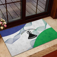 Lesotho Rubber Doormat Coat Of Arms With Kente Pattern - Wonder Print Shop