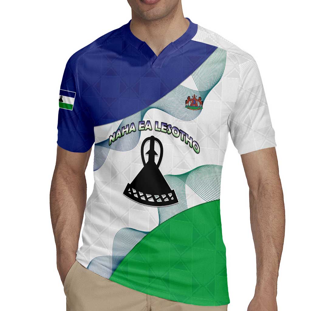 Personalized Lesotho Rugby Jersey Coat Of Arms With Kente Pattern - Wonder Print Shop
