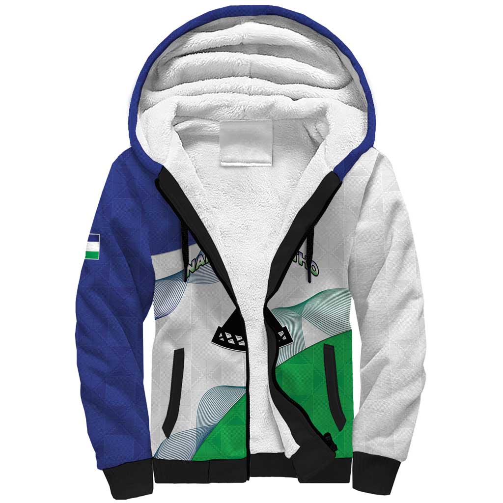 Personalized Lesotho Sherpa Hoodie Coat Of Arms With Kente Pattern - Wonder Print Shop