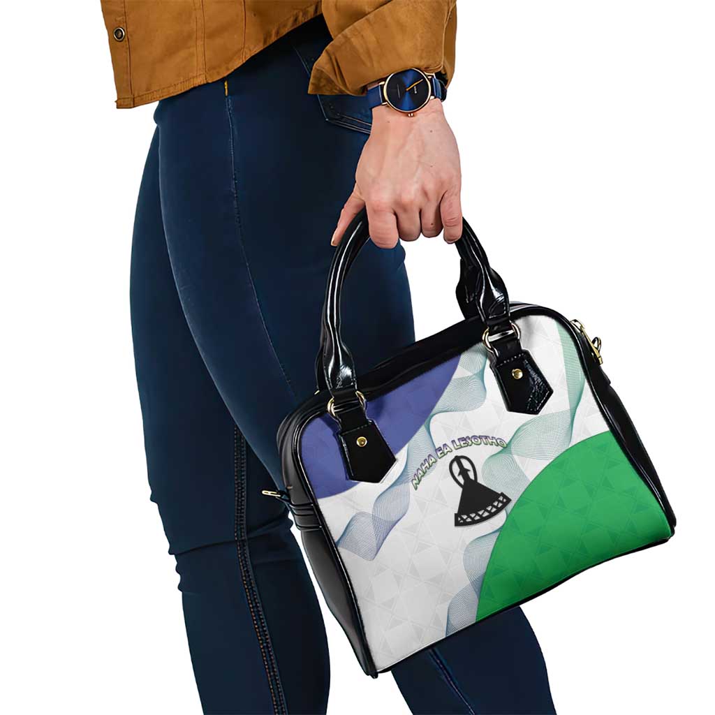Lesotho Shoulder Handbag Coat Of Arms With Kente Pattern - Wonder Print Shop