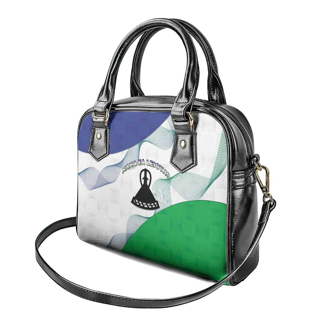 Lesotho Shoulder Handbag Coat Of Arms With Kente Pattern - Wonder Print Shop
