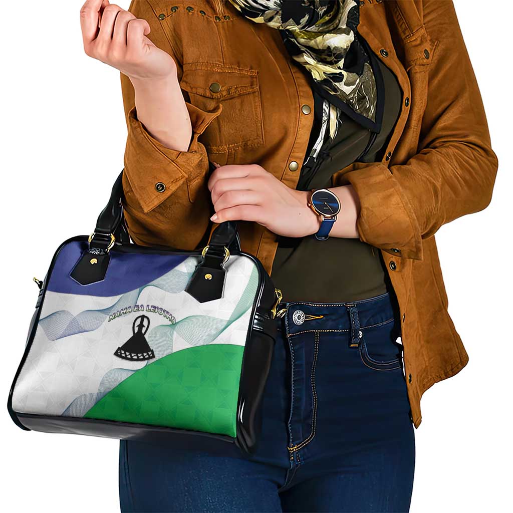 Lesotho Shoulder Handbag Coat Of Arms With Kente Pattern - Wonder Print Shop