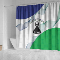 Lesotho Shower Curtain Coat Of Arms With Kente Pattern - Wonder Print Shop
