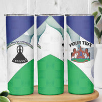 Personalized Lesotho Skinny Tumbler Coat Of Arms With Kente Pattern - Wonder Print Shop