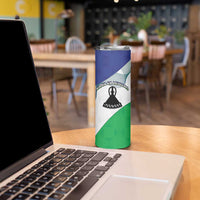 Personalized Lesotho Skinny Tumbler Coat Of Arms With Kente Pattern - Wonder Print Shop