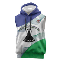 Personalized Lesotho Sleeveless Hoodie Coat Of Arms With Kente Pattern - Wonder Print Shop