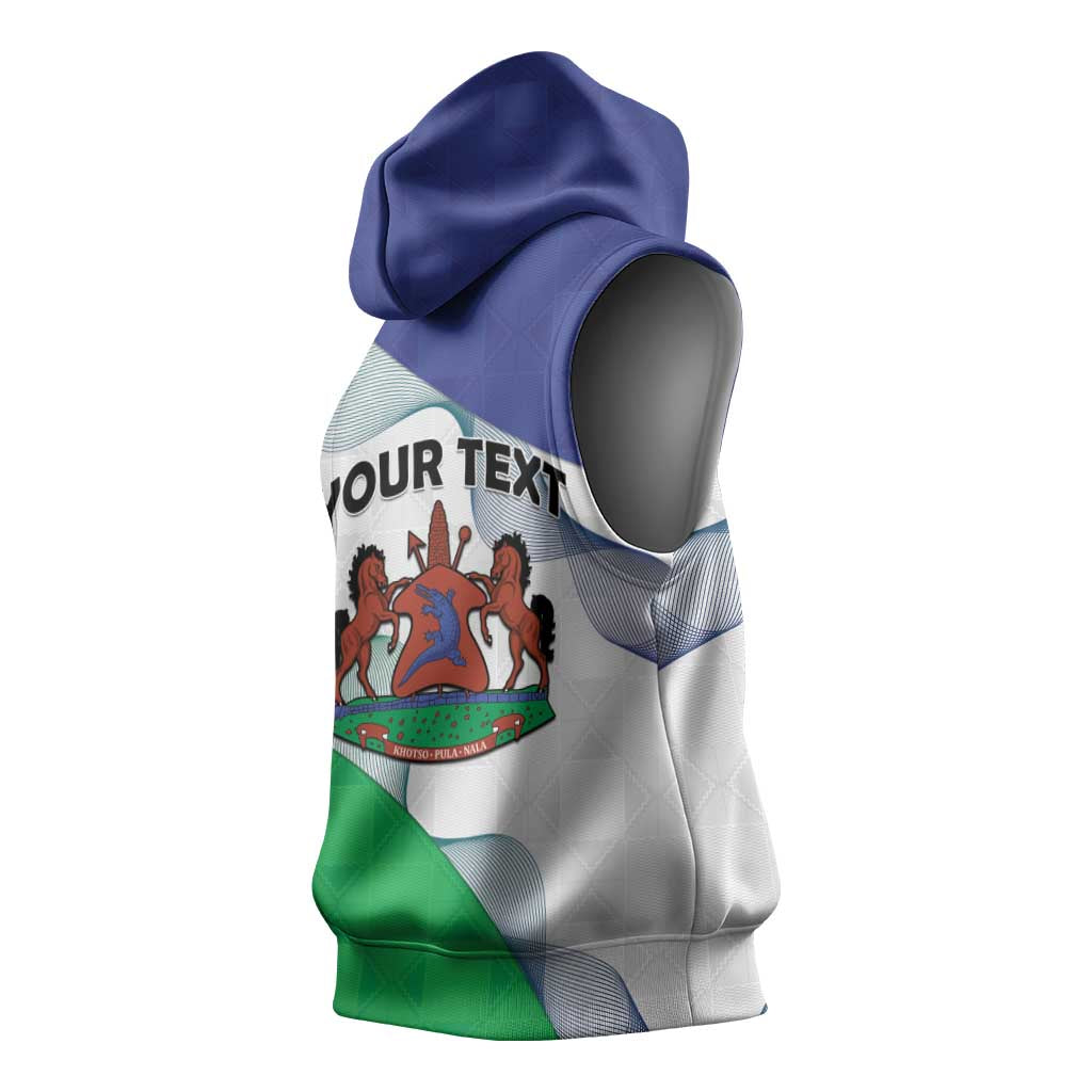 Personalized Lesotho Sleeveless Hoodie Coat Of Arms With Kente Pattern - Wonder Print Shop