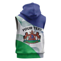 Personalized Lesotho Sleeveless Zip Hoodie Coat Of Arms With Kente Pattern - Wonder Print Shop