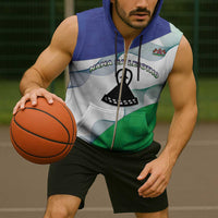 Personalized Lesotho Sleeveless Zip Hoodie Coat Of Arms With Kente Pattern - Wonder Print Shop